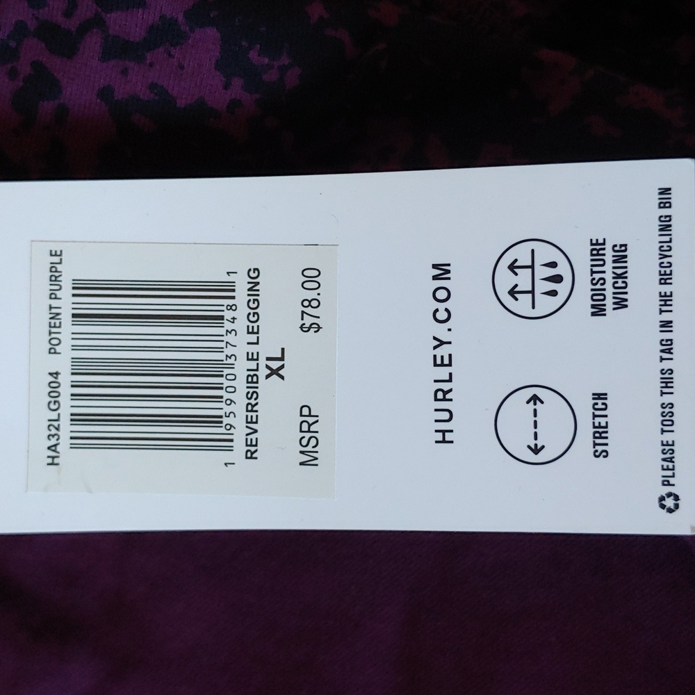 NWT Hurley Women's Purple Reversible Leggings Size XL - Picture 10 of 11